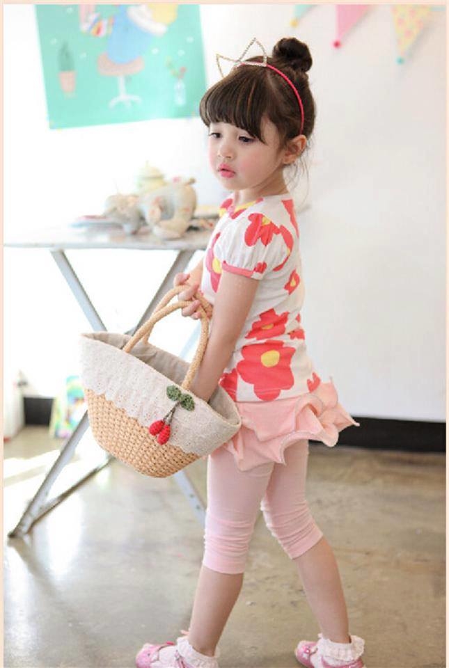 ชุดเซ็ต เสื้อลายดอก+เลกกิ้งกระโปรง