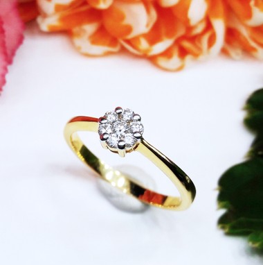 สั่งผลิตเพชรเบลเยี่ยมคัท แหวนแต่งงาน แหวนหมั้น ใส่เที่ยว ออกงาน แหวนทองคำ 18K เพชรแท้ 0.17 กะรัต 2.52 กรัม น้ำ 99 ราคาถูกมาก มีใบรับประกันค่ะ