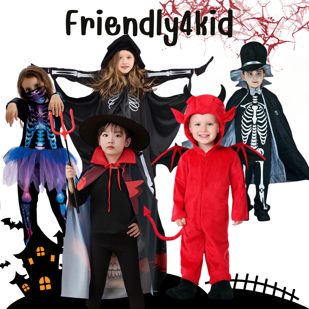 friendly4kid พร้อมส่ง ชุดฮาโลวีน haloween โครงกระดูก ผ้าคลุม