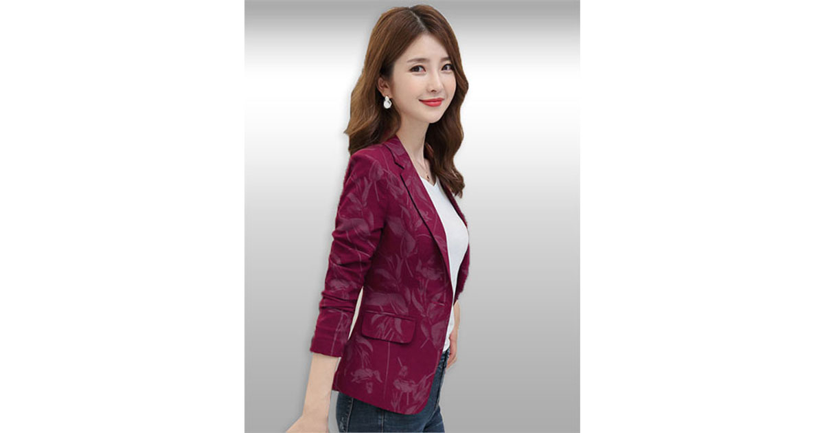 เสื้อสูทผู้หญิงสีแดงไวน์แบบสวยหรูสไตล์เกาหลีมี 5 ไซส รหัส2237