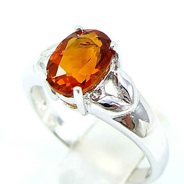 แหวนเงินแท้ราคาถูกชุบทองคำขาว ซิทรินแท้ 1.25 กะรัต งานประณีตสวยงาม สั่งผลิตค่ะ