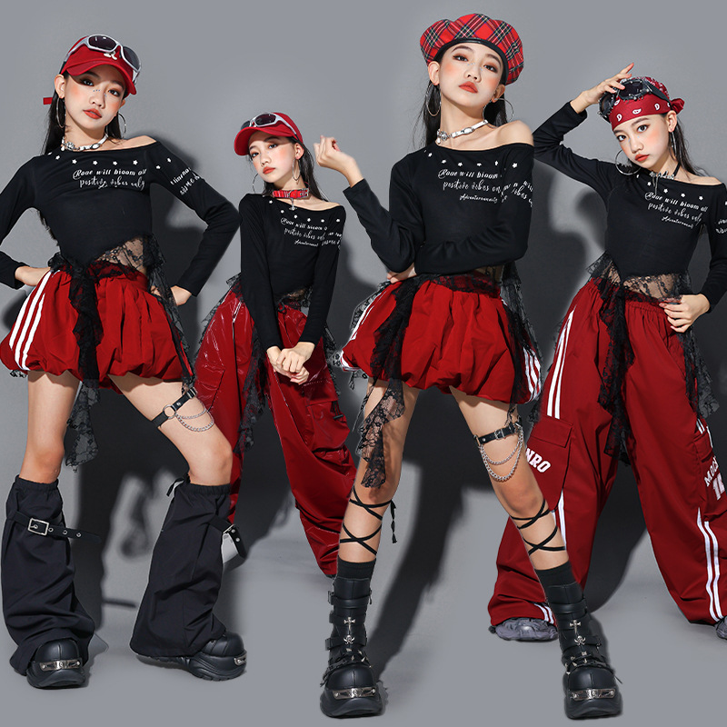 Friendly4kid ชุดเต้น เด็กผู้หญิง เสื้อแดง/ขาว+กระโปรง กางเกง*เปิดจอง