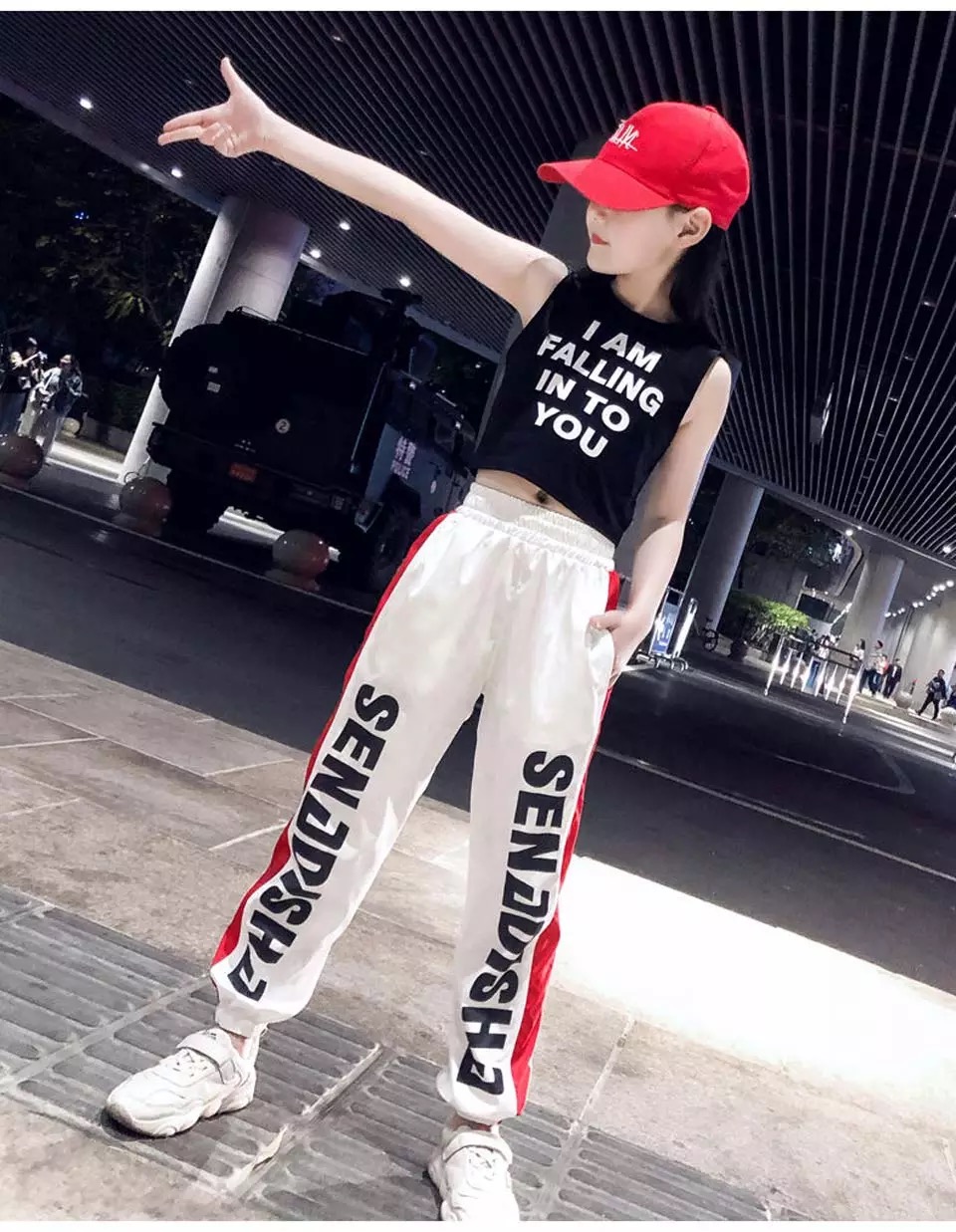 ชุดเต้น ชุดแดนซ์ เสื้อแขนกุดสีดำ +กางเกง