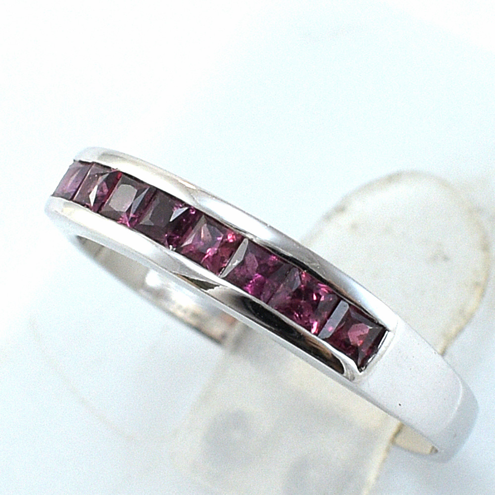 แหวนเงินแท้ราคาถูกชุบทองคำขาว โรโดไลท์การ์เน็ตแท้ 0.60 กะรัต งานประณีตสวยงาม สั่งผลิตค่ะ