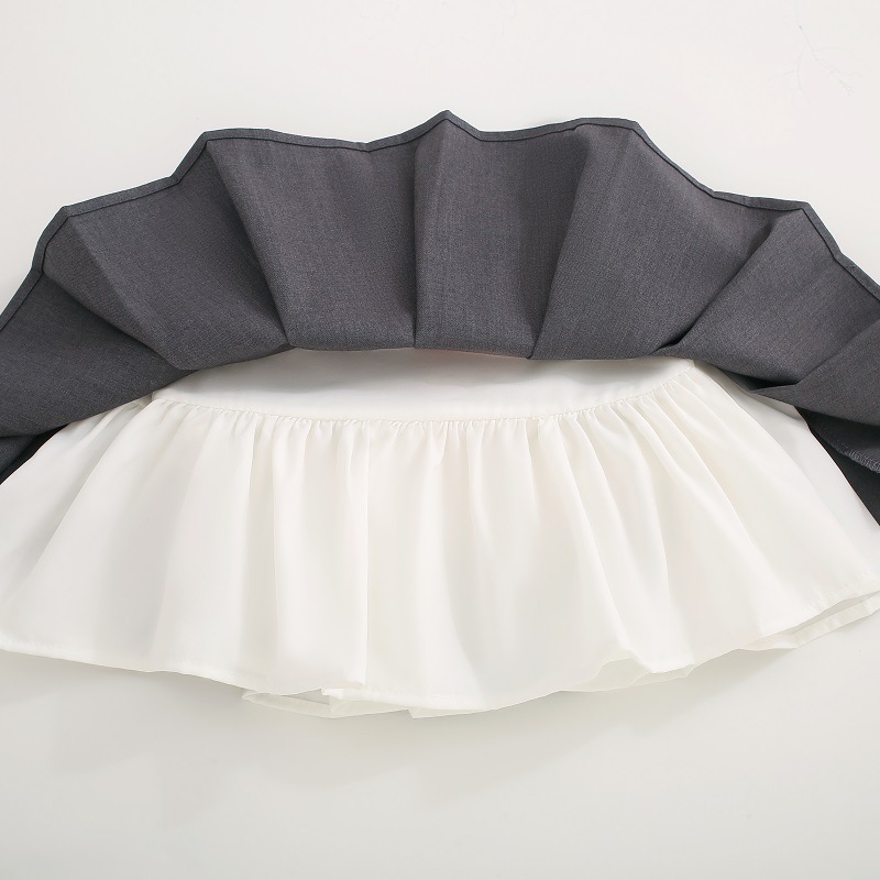 พร้อมส่ง กระโปรงเด็กผู้หญิง อัดพลีสสั้น สีพื้น ไม่รวมเข็มขัด