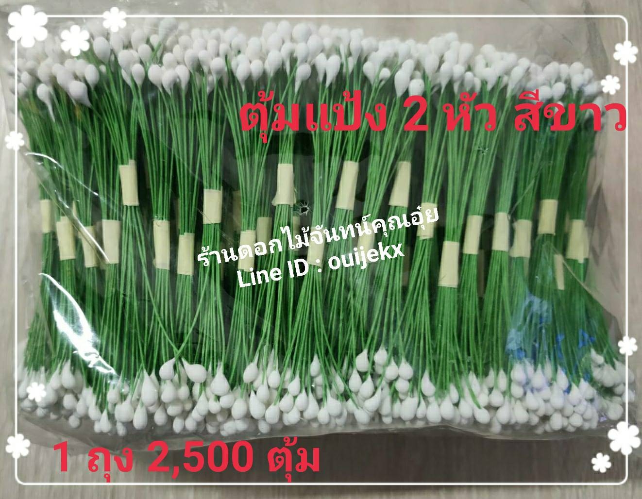 เกสรตุ้มแป้ง 2 หัว สีขาว