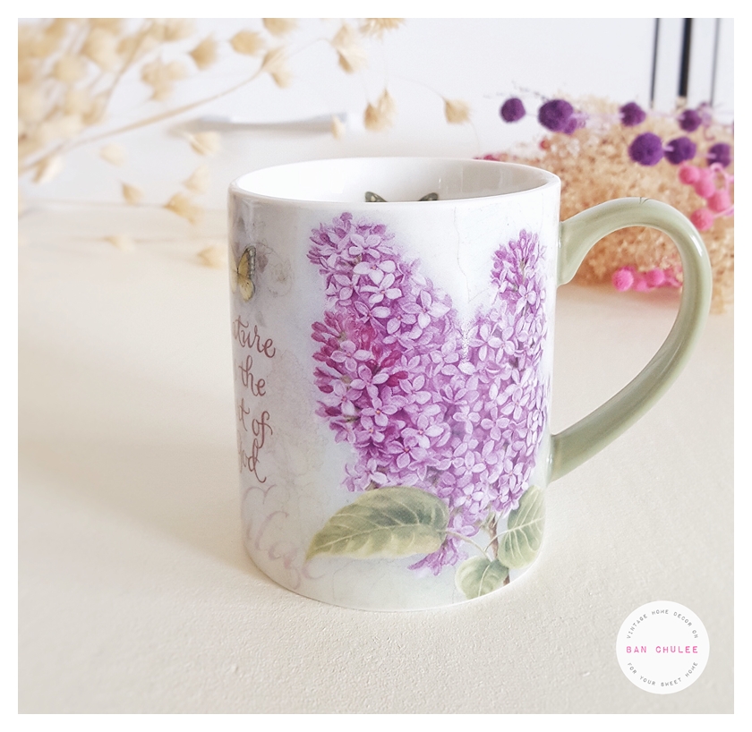 Ceramic Mug - Lilac แก้วเซรามิค ลายดอกไม้