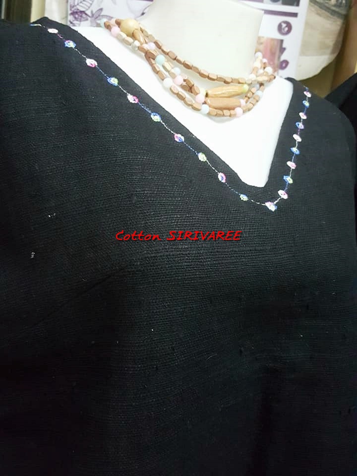 SIRIVAREE,SIVA Thai Cotton 100%, Polo shirt and hand embroidery By Cotton SIRIVAREE Top Thai Brand White, black ,blue ,the sugar L,XL