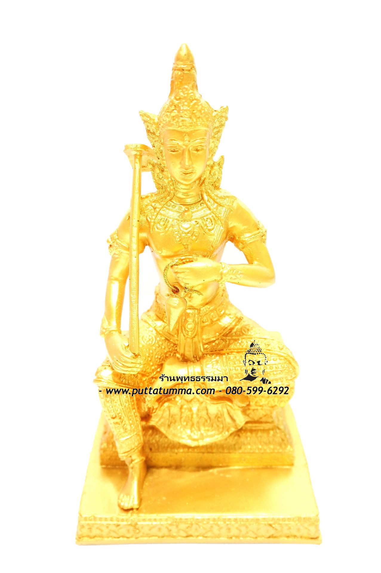 พระวิษณุกรรม เนื้อเรซิ่น สีทอง ขนาด 5 นิ้ว สูง 9 นิ้ว