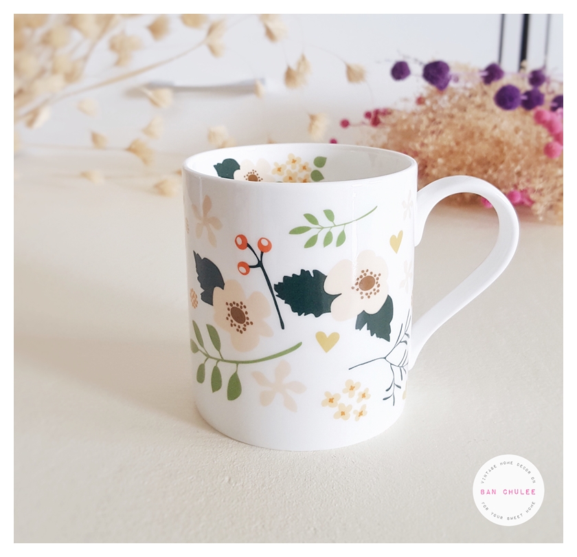 Bone China Mug - Season Flowers แก้วโบน ไชน่า ลายดอกไม้