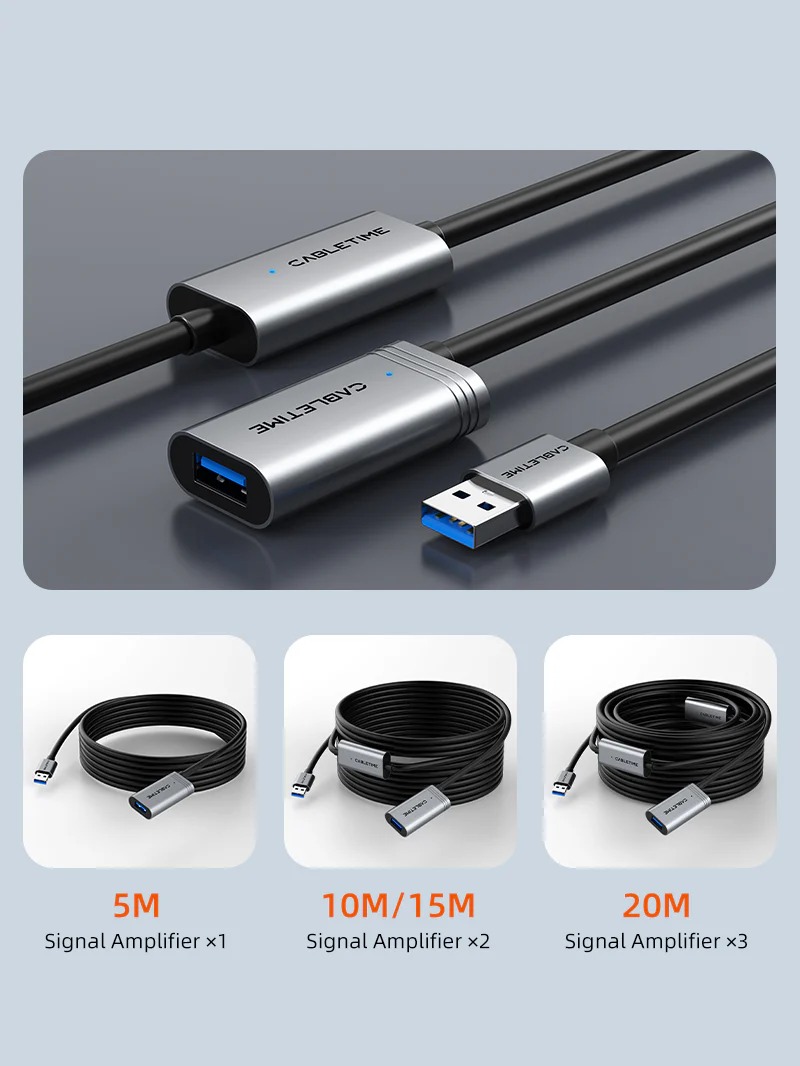 USB 3.0 5Gbps Active Extension Cable Male to Female with Amplifier by CableTime