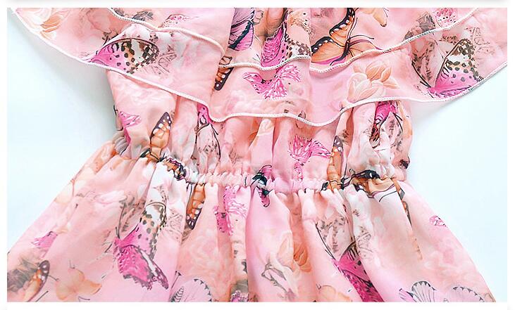 ชุดเด็ก : ชุดเดรส ลายดอก เปิดไหล่