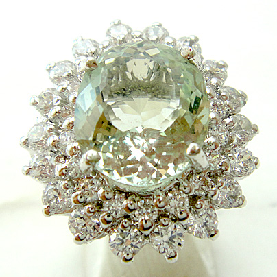 แหวนเงินแท้ราคาถูกชุบทองคำขาว กรีนแอมิทิสต์แท้ 4.80 กะรัต เพชรCZ 1.62 กะรัต งานประณีตสวยงาม สั่งผลิตค่ะ