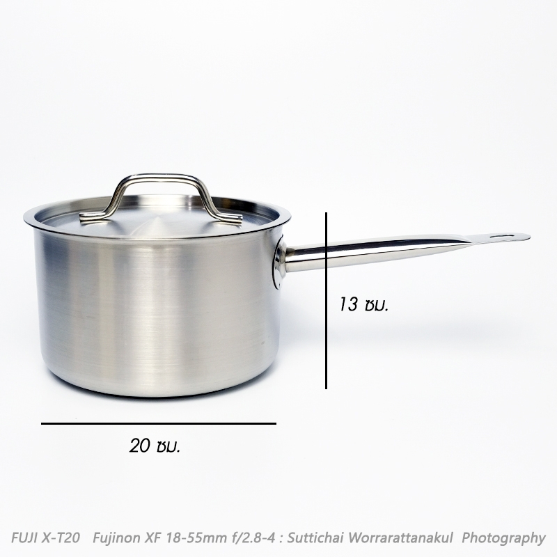 หม้อด้ามสเตนเลส + ฝา ขนาด 20 ซม. รุ่นหนา YK03A-200