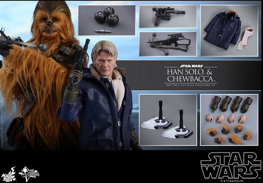 HOTTOYS - Star Wars The Force Awakens - Han Solo & Chewbacca Set