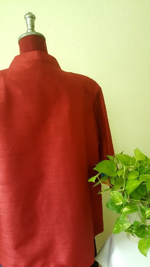 SIVA เสื้อคลุ้มผ้าไหมไทยตกแต่งวัสดุเหลือใช้ SIVA (ส่งฟรี) ดำ,น้ำตาล,ชมภู่,ฟ้า,แดงเลือดหมู M,L,XL,XXL