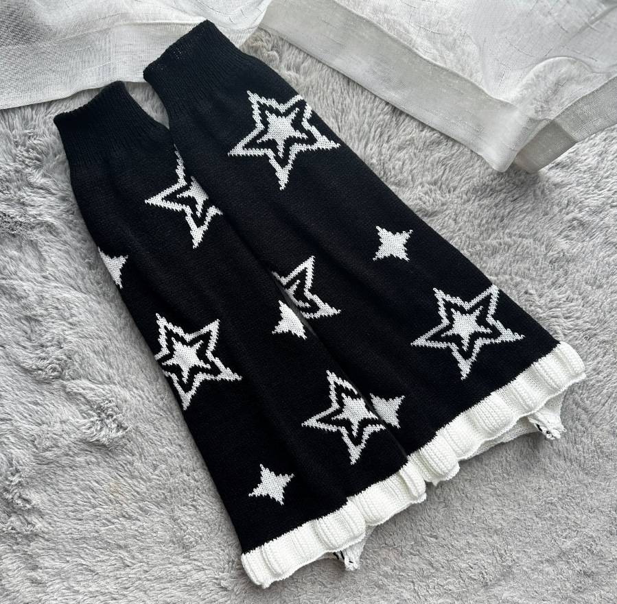 ถุงเท้า Y2K แบบยาว ปลอกขา สไตล์เกาหลีแบบไม่สวมเท้า ใส่แบบยาวหรือแบบย่น เด็กโต - ผู้ใหญ่