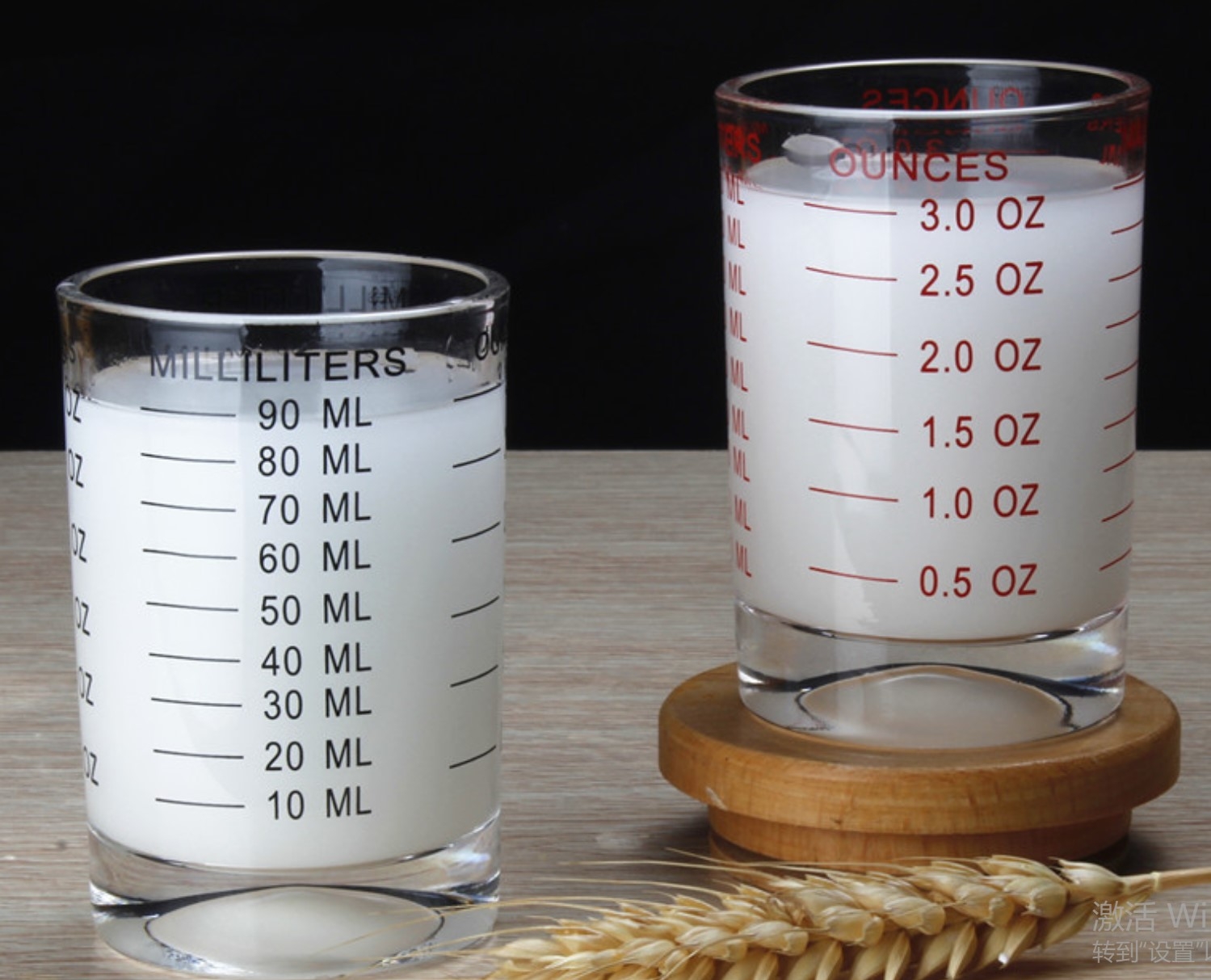 ถ้วยตวงแก้ว ขนาด 3 ออนซ์ ขีดสีดำ