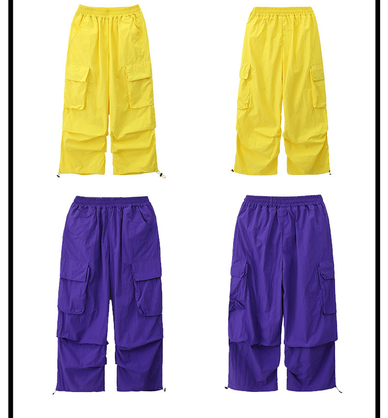 friendly4kid ชุดเต้น ชุดเชียร์ เสื้อแขนกุด+กางเกงคาร์โก้เหลือง เสื้อแยก