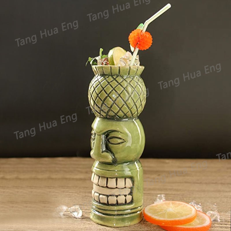 ( 1 ใบ ) แก้วมักเซรามิค Pineapple Head TIKI MUG ขนาด 650 มล. TIKI0044