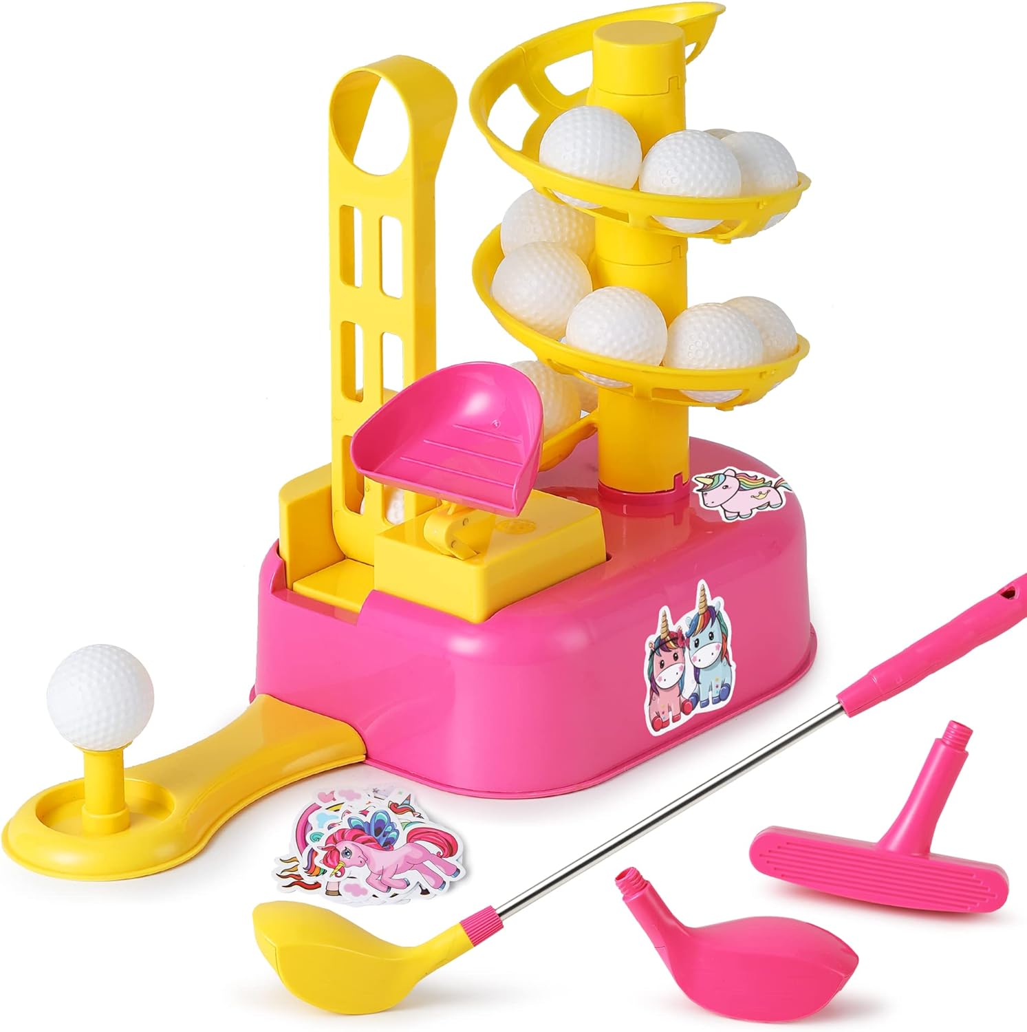 แป้นวางลูกบอล iPlay, iLearn Kids Golf Toys Set สีชมพู