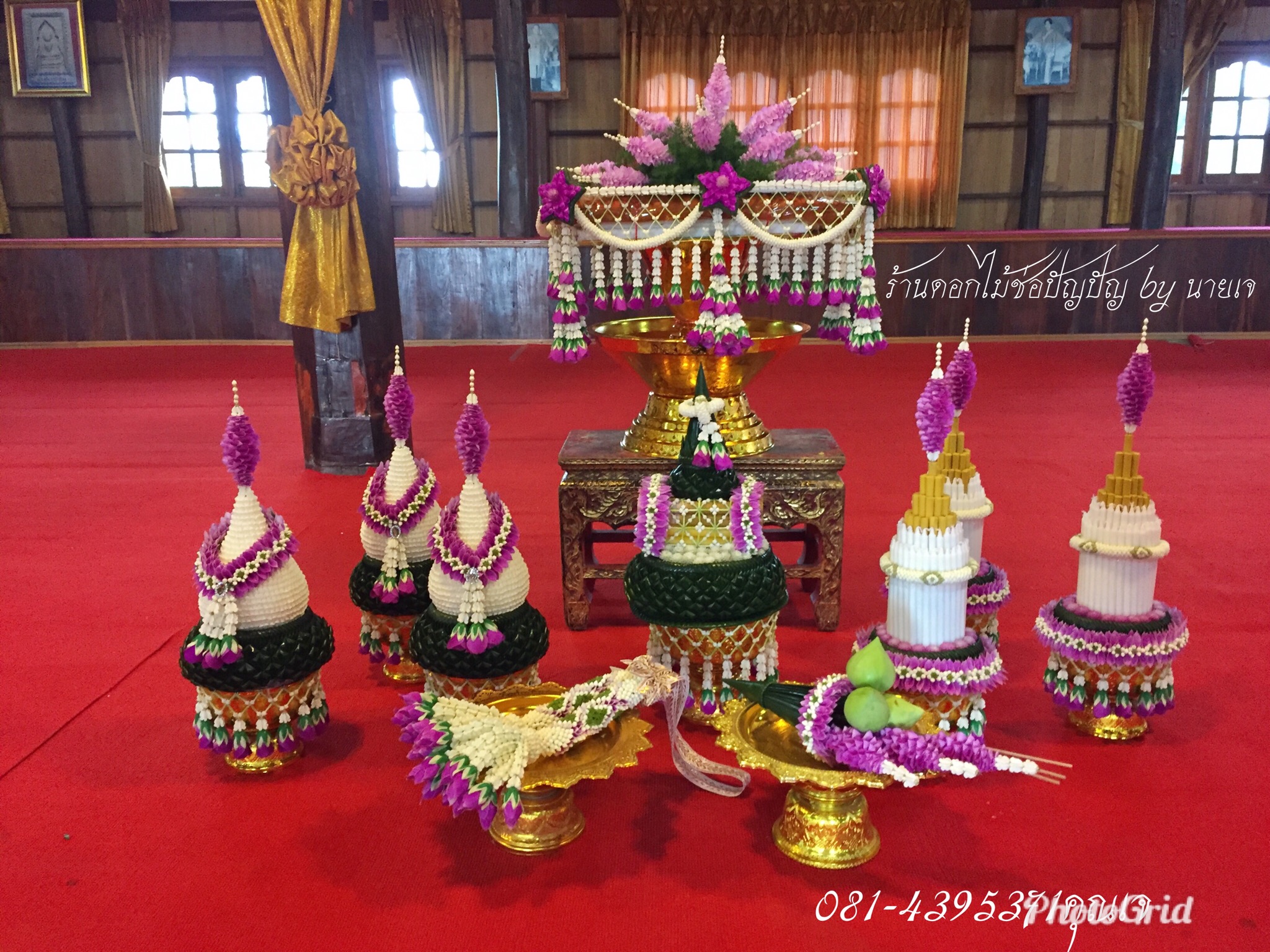 ชุดเครื่องบวชดอกไม้สด ชุดD3 ส่งงานวัดสง่างาม อ.บางไทร .อยุธยา