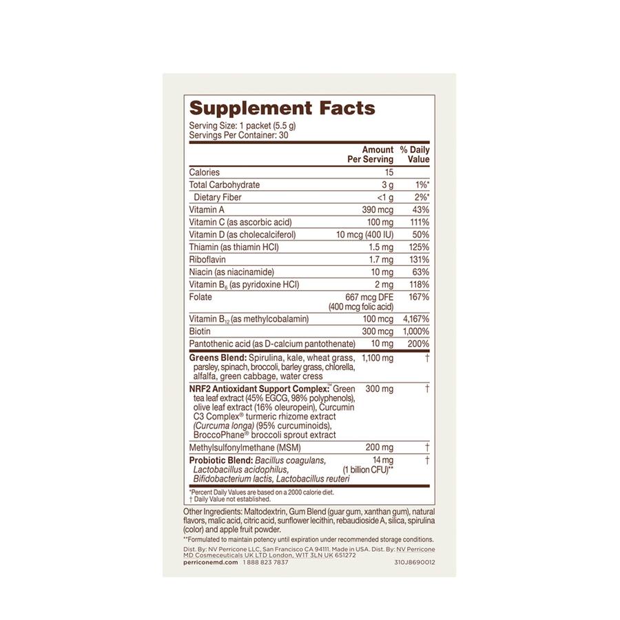 Perricone MD Super Green Supplement Powder - 30 packets (30 days supply)