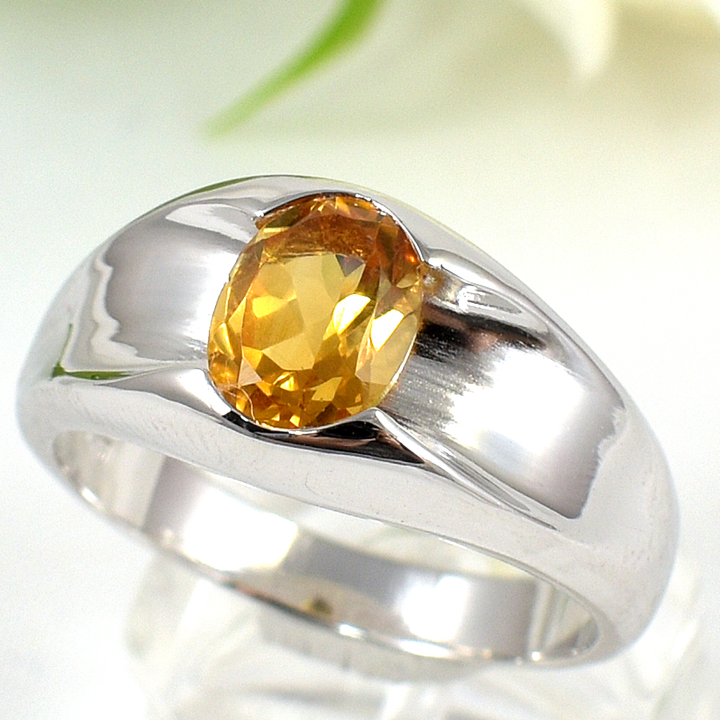 แหวนเงินแท้ราคาถูกชุบทองคำขาว ซิทรินแท้ 1.26 กะรัต งานประณีตสวยงาม สั่งผลิตค่ะ