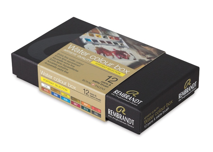 ชุดสีน้ำกล่องโลหะ Rembrandt 12สี พร้อมพู่กัน (Portrait)