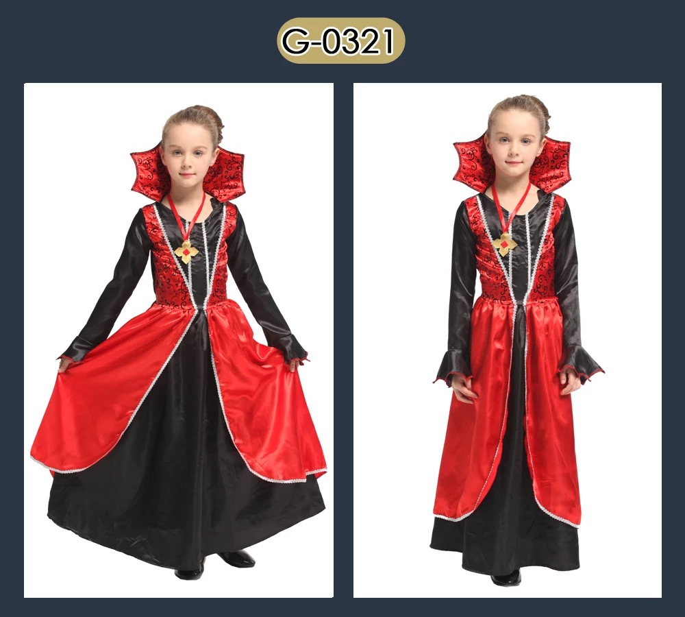 Haloween day : ชุดฮาโลวีน แดร๊กคูร่า หญิง สีแดง ยาว