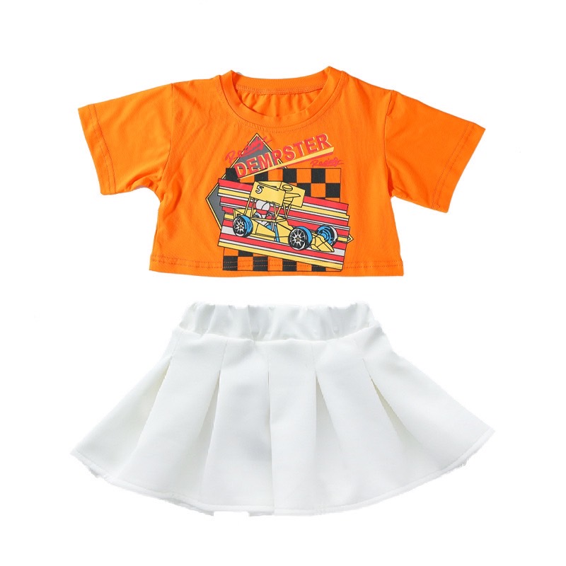 พร้อมส่ง**ชุดเต้น ชุดแดนซ์ : เซ็ตเสื้อสีส้ม +กางเกง/กระโปรง