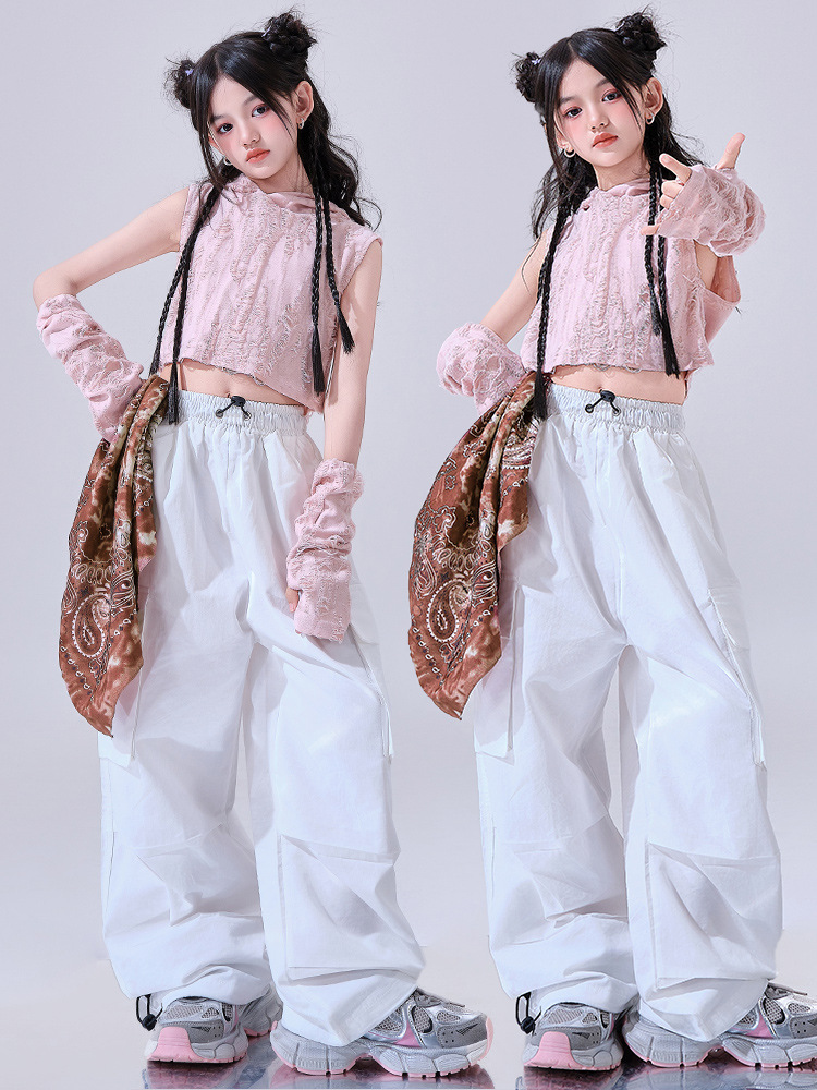 สินค้าพร้อมส่ง ชุดเต้น เซ็ตเสื้อชมพู+กระโปรง/กางเกง