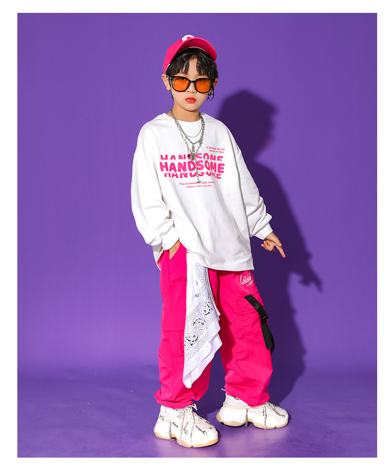 ชุดเต้น ชุดแดนซ์ ชุดเซ็ทเสื้อแขนยาวสีชมพู+กางเกงวอร์ม/กระโปรง