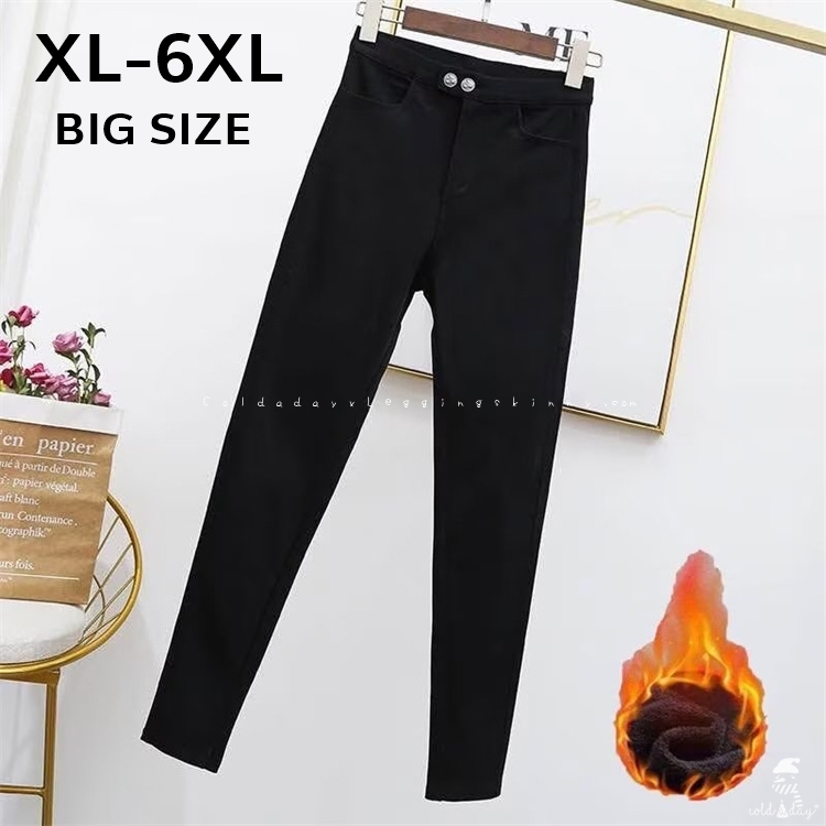 กางเกงสกินนี่กันหนาวบุขนสัตว์ สำหรับสาวอ้วน สาวอวบ ไซส์ใหญ่ XL-6XL