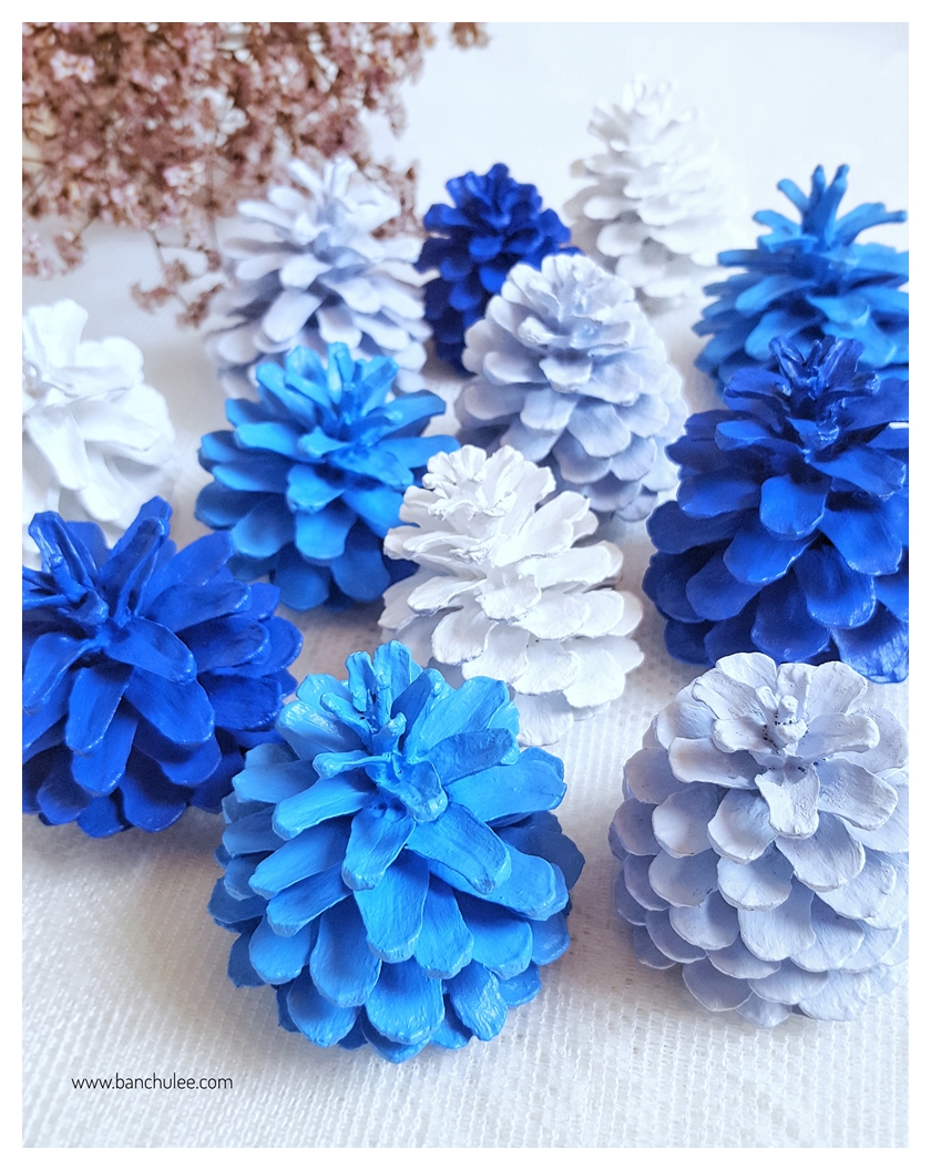 Painted Pine Cone ลูกสนธรรมชาติ ทาสีอะครีลิคสำหรับงานไม้