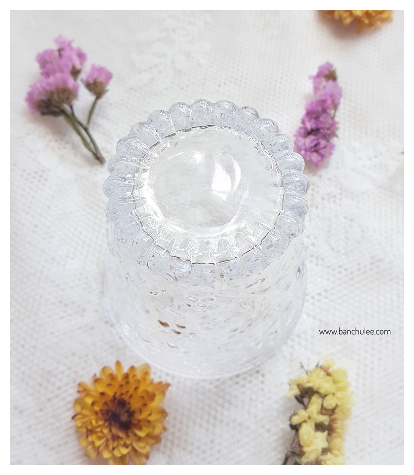 Vintage Short Glass Cup - Translucent Floral