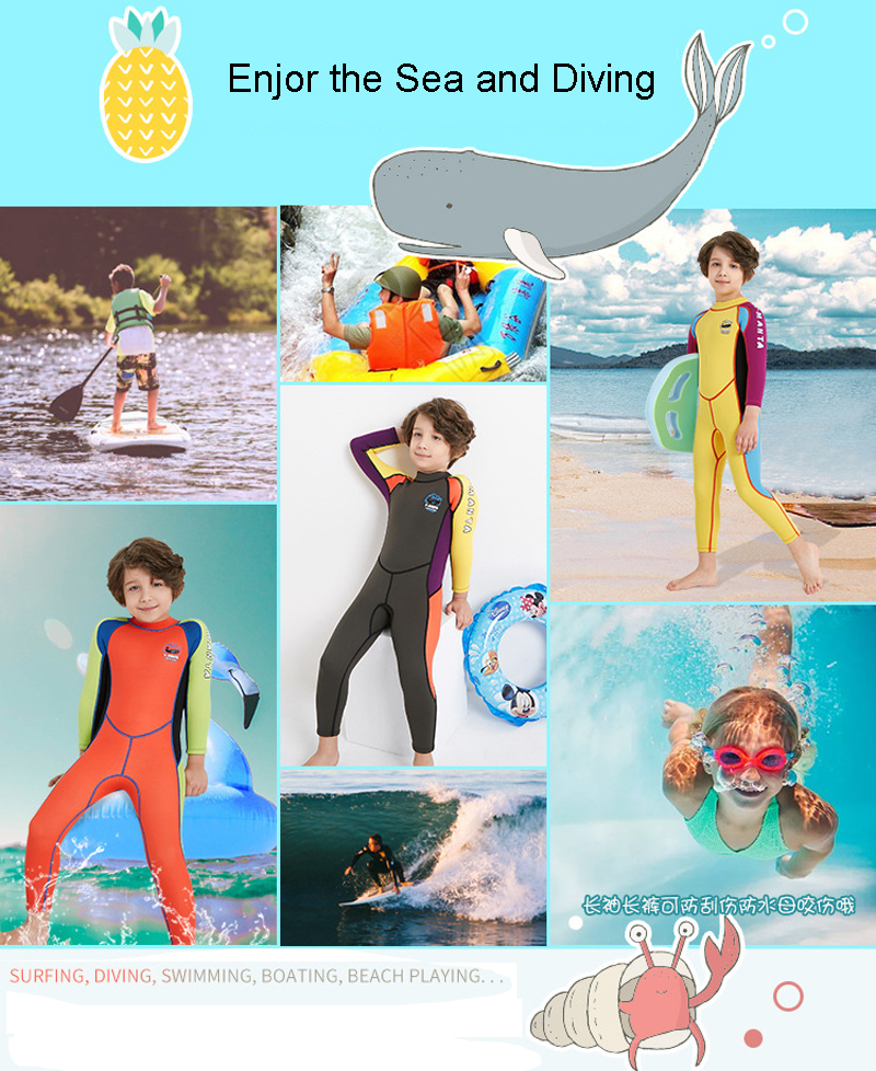 พร้อมส่ง ชุดดำน้ำ ชุดว่ายน้ำเด็กชาย เก็บอุณหภูมิ แขนยาว
