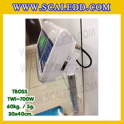 เครื่องชั่งน้ำหนัก60กิโลกรัม เครื่องชั่งน้ำหนัก60kg เครื่องชั่งดิจิตอล60kg เครื่องชั่งตั้งพื้น ตาชั่ง60kg ความละเอียด5g ขนาดแท่นชั่ง30*40cm ยี่ห้อ TBOSS รุ่น TWI-700W (เครื่องชั่งผ่านตรวจรับรองจากสำนักชั่งตวงวัด)