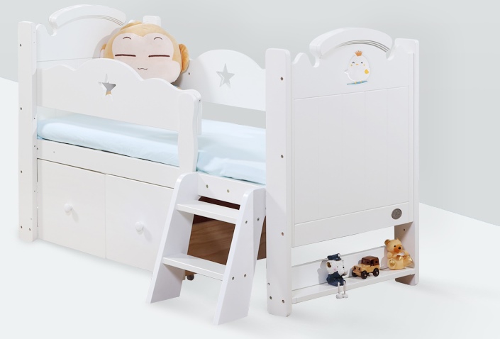 TP21049 (WD19) เตียงไม้สีขาว ปรับเป็นโต๊ะได้ ปรับเป็นเตียงเดี่ยวได้