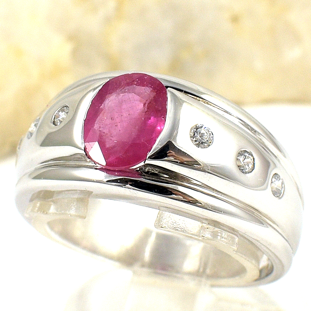 แหวนเงินแท้ราคาถูกชุบทองคำขาว พลอยแท้ทับทิม 1.68 กะรัต เพชรCZ 0.15 กะรัต งานประณีตสวยงาม สั่งผลิตค่ะ