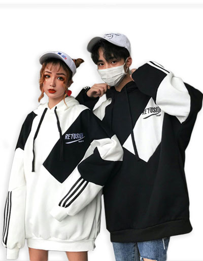 เสื้อคลุมแฟชั่นกันหนาวมีฮู้ดแต่ง2สีน่ารัก รหัส1909