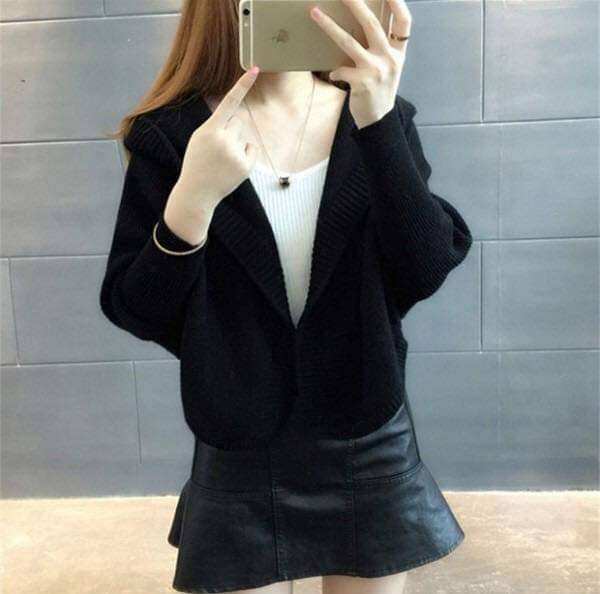 กันหนาวไหมพรม สีชมพู-ดำ