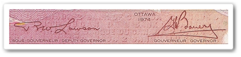 ธนบัตร แคนาดา 1974 สภาพไม่เคยผ่านการใช้ (UNC)