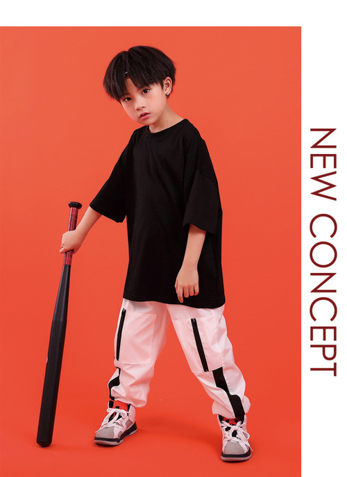 ชุดเต้น ชุดแดนซ์ เสื้อเอวลอยสีดำ+กางเกงขายาวสีขาว