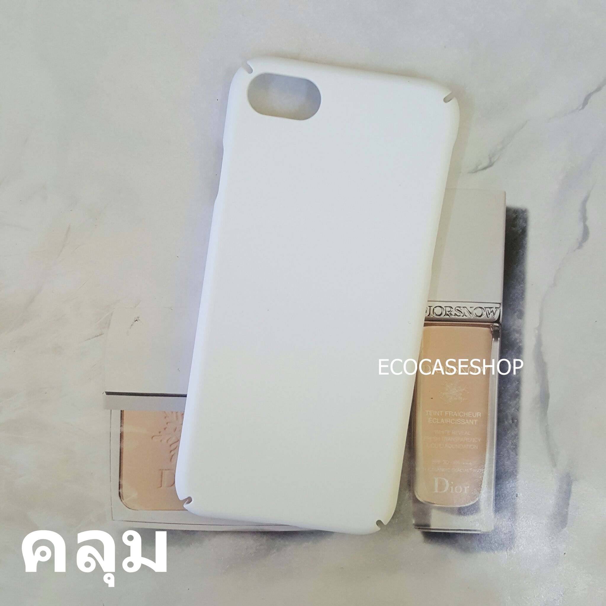iPhone7plus/8plus เคสแข็งด้านคลุมรอบ สีขาว (เหมาะสำหรับงานสกรีนความร้อน sublimation)