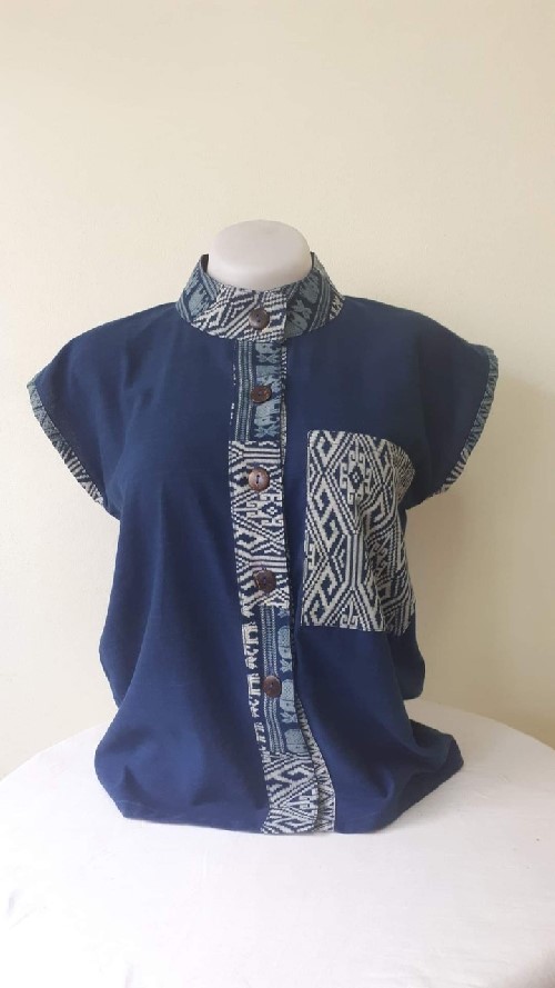 เสื้อผ้าฝ้ายฮัม1 ย้อมครามไทยเทห์ไม่ทำลายสิ่งแวดล้อม สีน้ำเงิน น้ำตาล ดำ และม่วงเข็ม M L XL XXL