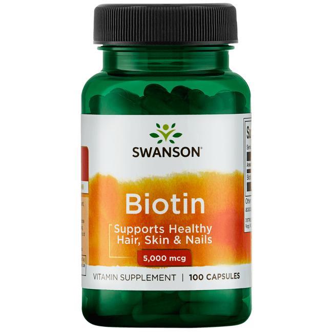 **พร้อมส่ง**Swanson Biotin 5,000 mcg,100 capsules ช่วยบำรุงผิว ผมและเล็บให้แข็งแรง ป้องกันผมหงอกก่อนวัยและลดการหลุดร่วงของเส้นผม