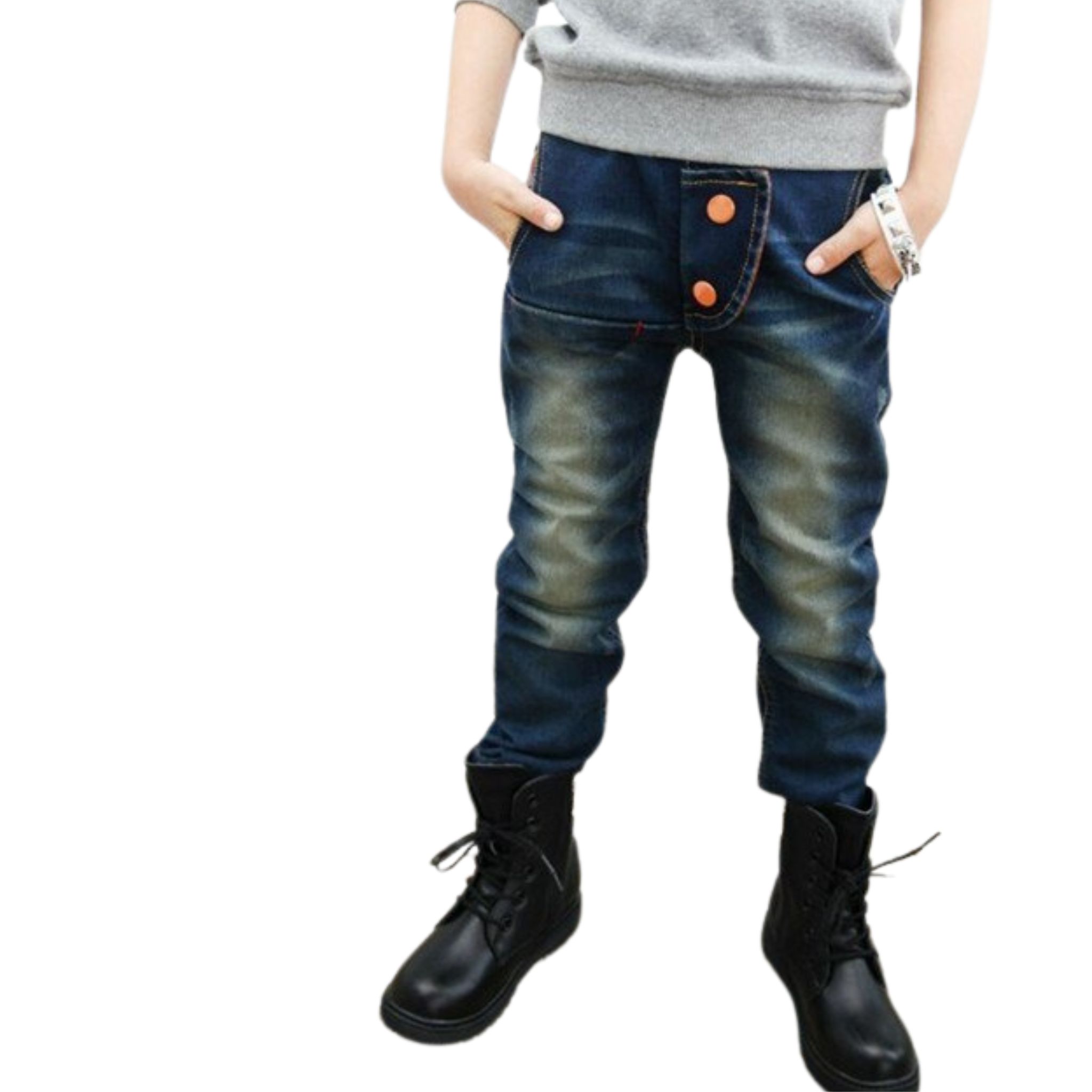 สินค้าพร้อมส่ง กางเกงยีนส์เด็กชาย แต่งลาย