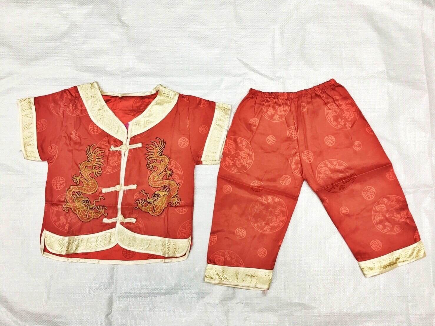 ชุดเสื้อจีนแขนสั้นกระดุมหน้า+กางเกงสามส่วน
