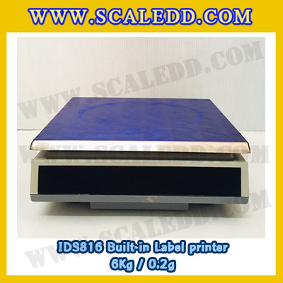 เครื่องชั่งดิจิตอล พิกัดน้ำหนัก 6kg Built-in Label printer ยี่ห้อ SDS รุ่น IDS816 ค่าละเอียด 0.2g